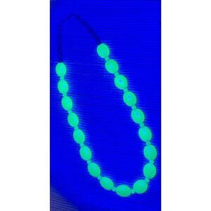 Vintage Czech Art Deco Vaseline Necklace 18” W/18 3/4” Beads 17 Spacers